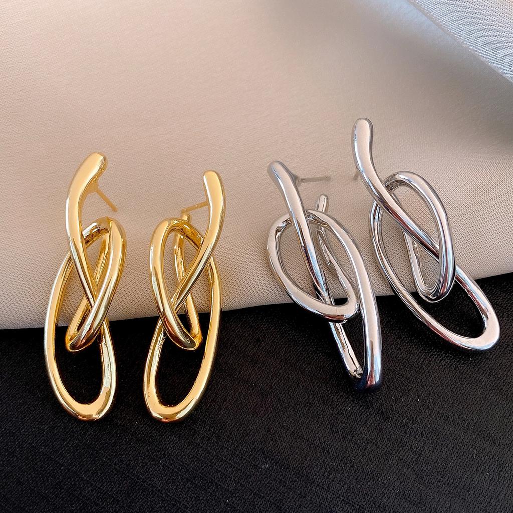 Silver Needle European and American Cold Wind Irregular Winding Earrings Earrings Simple Personalized Earrings Women