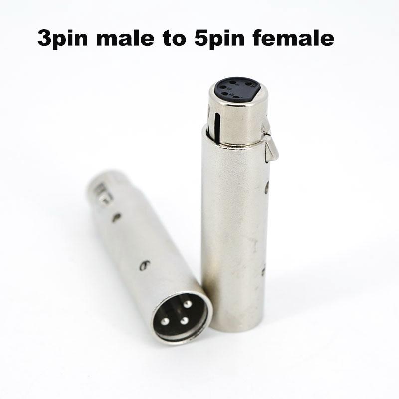 Metal 3Pin XLR male To 5Pin female Converter Audio Lighting power Adapter 3Pin female To 5Pin male Connector Stage Theatre Light