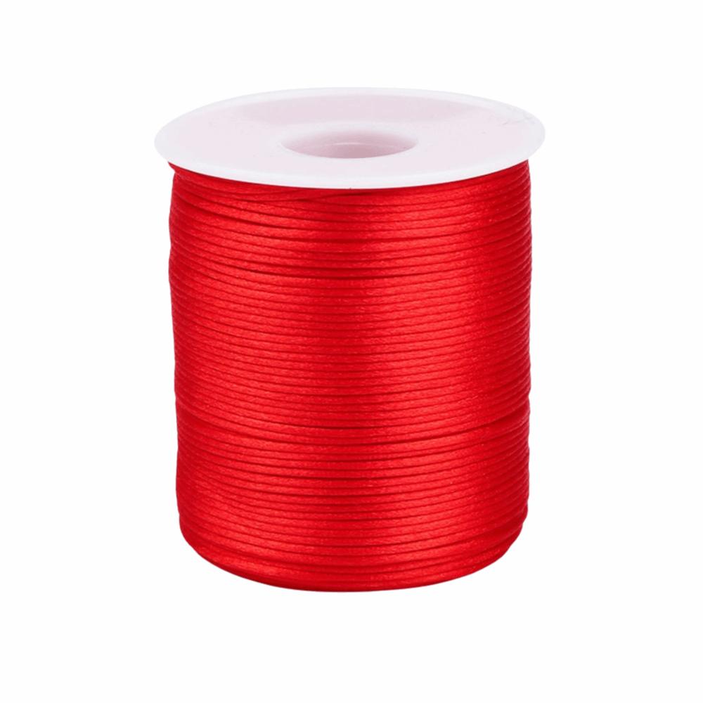 

100m Silky Trim Braided Cord Solid Color Silk Rope Craft String Satin Rattail Cord Bracelet Making красный