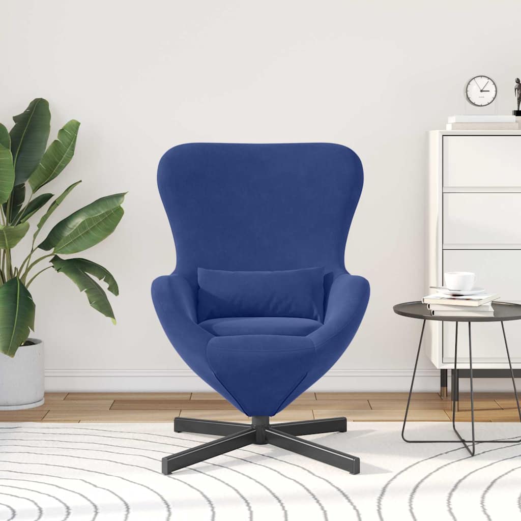 Egg Chair Police Blue 63 x 73 x 90 cm Velvet