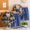 Boys' long sleeved 3-piece set, Children's plaid jacket for 0-5 years old, High-quality clothes for boys