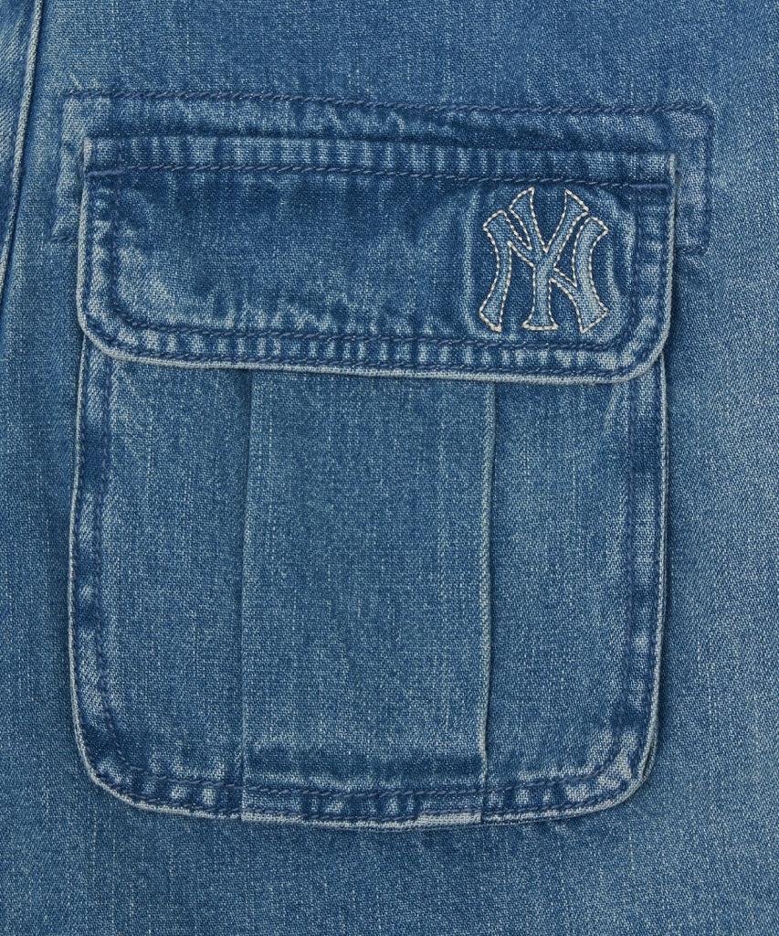 Emelbi Women'S Basic Small Logo Cargo Denim Wrap Skirt Ny (Indigo)