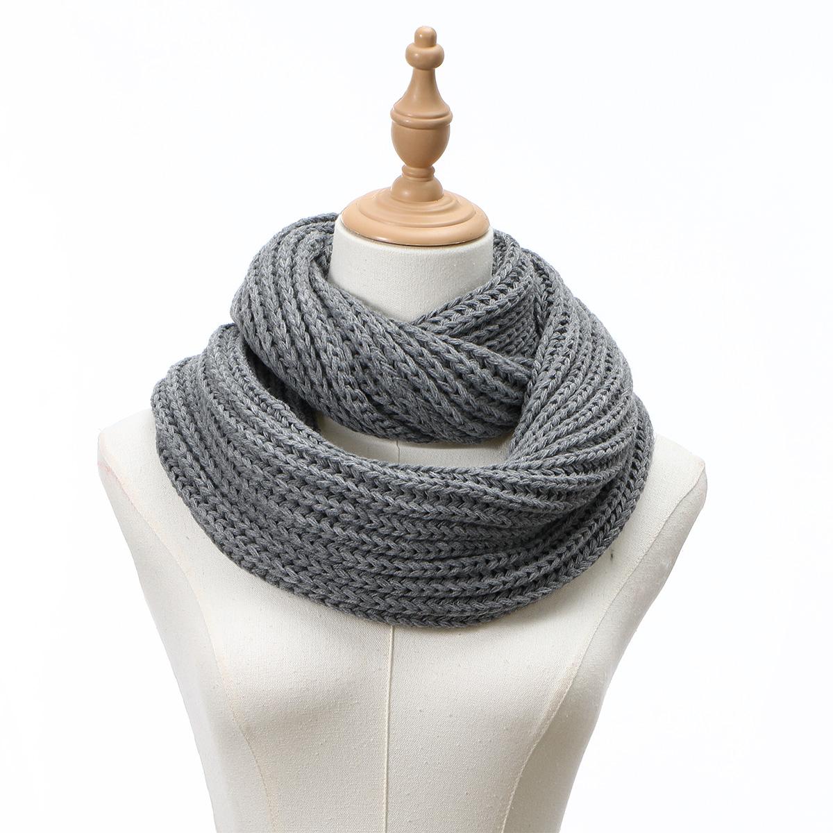 Зимний вязаный шарф-снуд, однотонное кольцо, шарф-воротник, женский, мужской, толстый, универсальный, бафф, ветрозащитный шарф