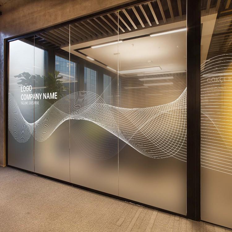 Gradient Frosted Glass Film: Semi-Transparent Office Partition Sticker.