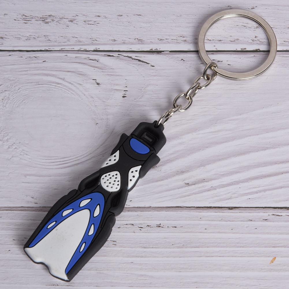 PVC Diving Theme Key Unique Short Flipper Shape Keychain Fin Key Gift