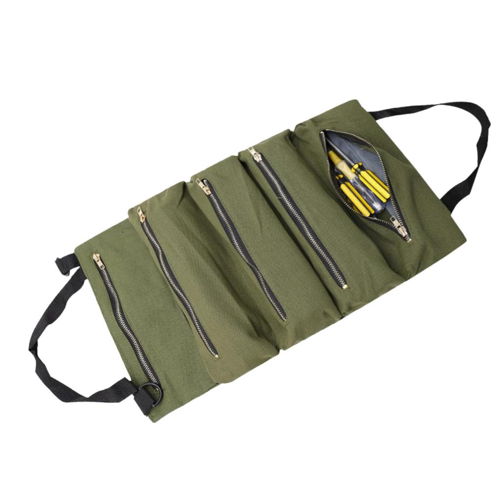Roll up Tool Bag Wrench Organizer Collapsible Storage Case Heavy Duty Canvas Multipurpose