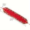 Red Embroidered Hollow Out Christmas Table Runner 38.1x177.8 cm Polyester Machine Woven for Holiday Decor