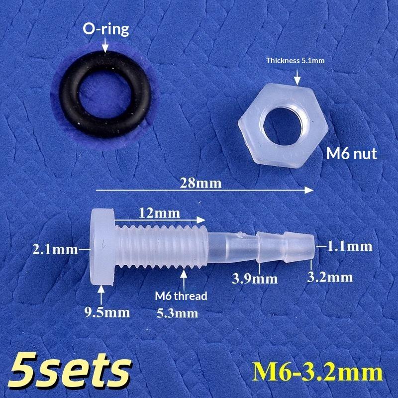 5 Sets M5-M16 Thread To 3-12Mm Aquarium Water Tank Inlet Outlet Joint Irrigation Hose Connectors Pp Straight Bulkhead Connector