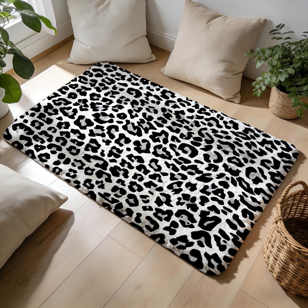 New Fashion Leopard Print Diy Girls Floor Mat Soft Flannel Absorbent Mat Non-Slip Rug Home Bedroom Bathroom