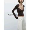 Spring New Women's Clothing Fashion Pure Desire Wind Minimalist Nylon Ruched Long Sleeves Vertical Collar Top 3641315