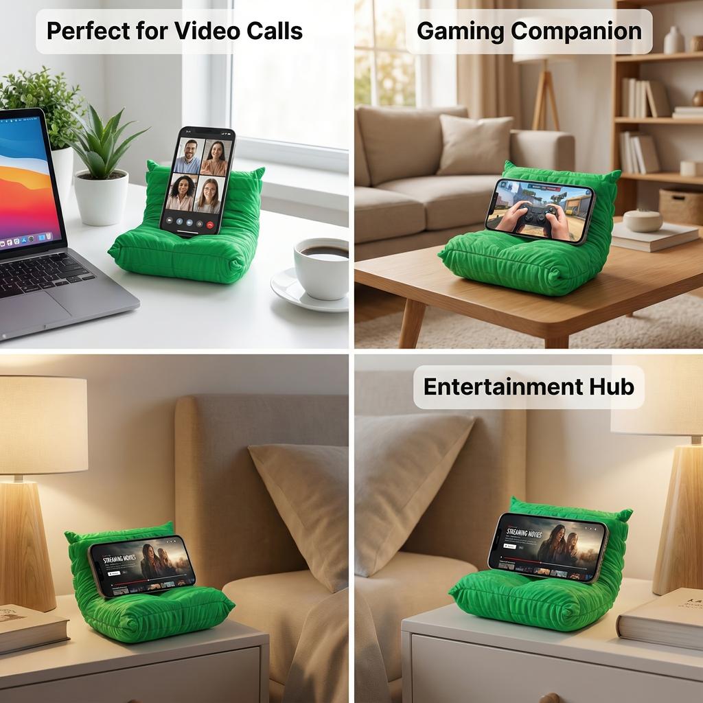 Sofa-Shaped Phone Stand | Cozy & Stylish Desktop Ornament for Desk, Bedside & Studio | Rotating Feature, Made of Plastic