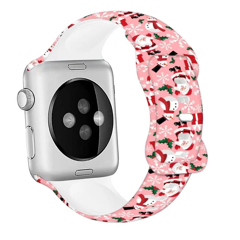 Christmas Silicone Strap For Apple Watch Ultra 49mm 10 9 8 7 45mm 41mm 42mm 46mm Bracelet Wristband iWatch 6 5 4 SE 44mm Correa