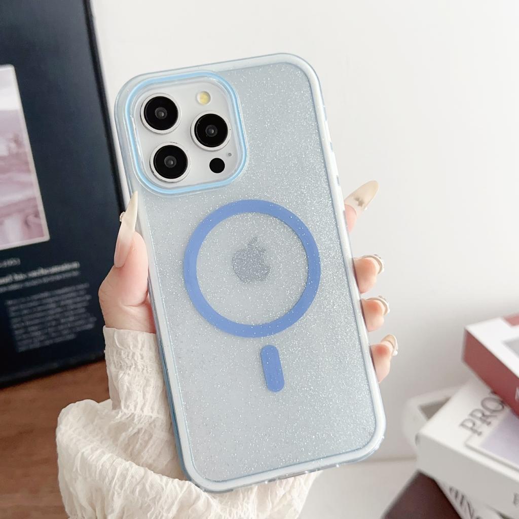 Three-in-one: Compatible with Apple 16, Glitter Magnetic Phone Case 14Pro, IPhone 15, Large Hole Lens 14, Anti-drop 12