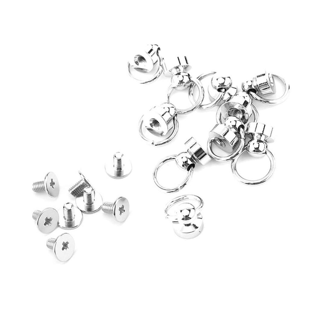 10pcs Brass Rivet Studs Screw Back Round Ring Head Leathercraft Parts