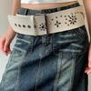 Fashionable Rivet Studded Wide Belt For Women Men Pin Buckles PU Waistband for Street Wear Jeans Pants Waist Accessory