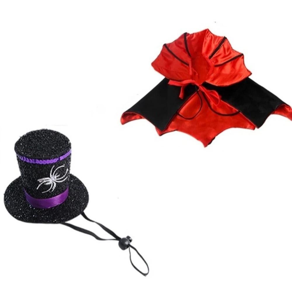 Gothic Style Pet Halloween Costume Adjustable Cat Cosplay Cape Halloween Festival красный