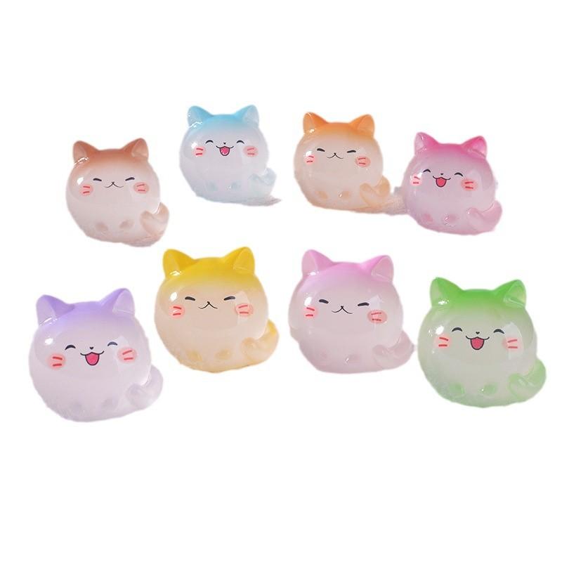 Cute Luminous Kitten Micro-landscape Desktop Ornament, Long-tailed Cat Car Decoration Accessory