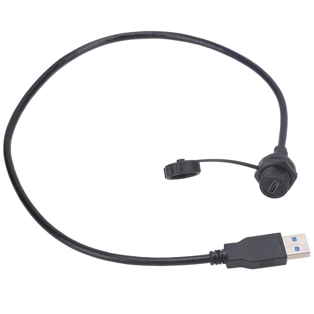 Waterproof USB Connector TypeC Female Thread Lock Panel Mount Power Outlet E10TPCTFFU3AM(0.5M )