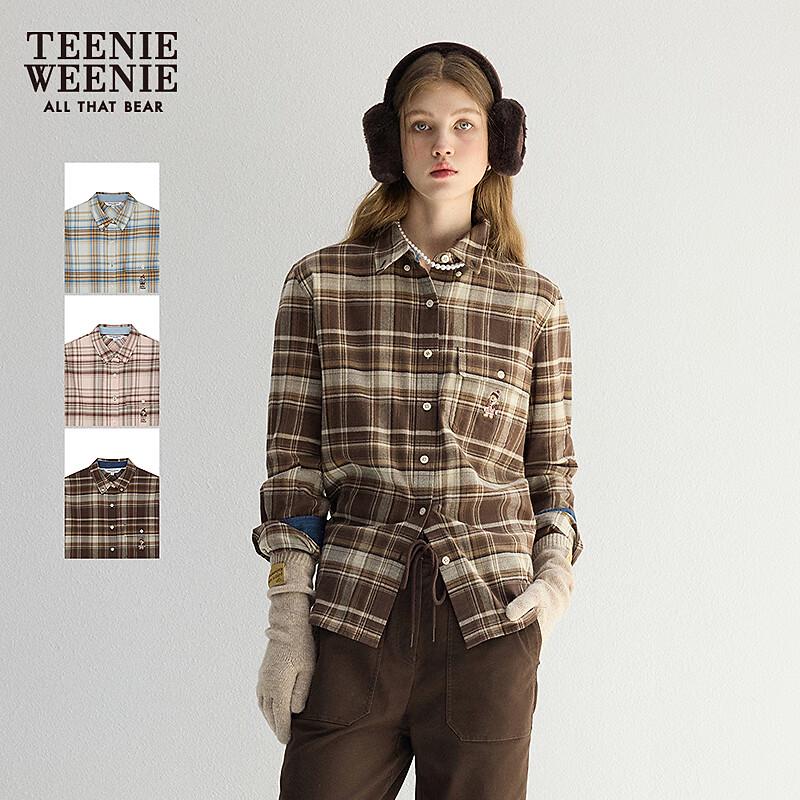 Teenie Weenie Women s Plaid Bear Embroidery Shirt M
