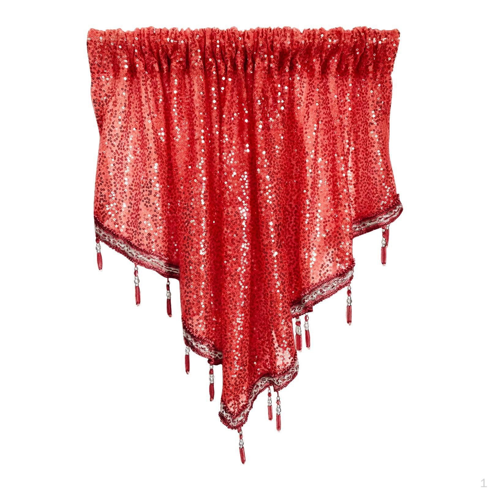 

Треугольный ламбрекен занавеска рождественский декор элегантный декоративный с кисточкой штанга карман окно Red