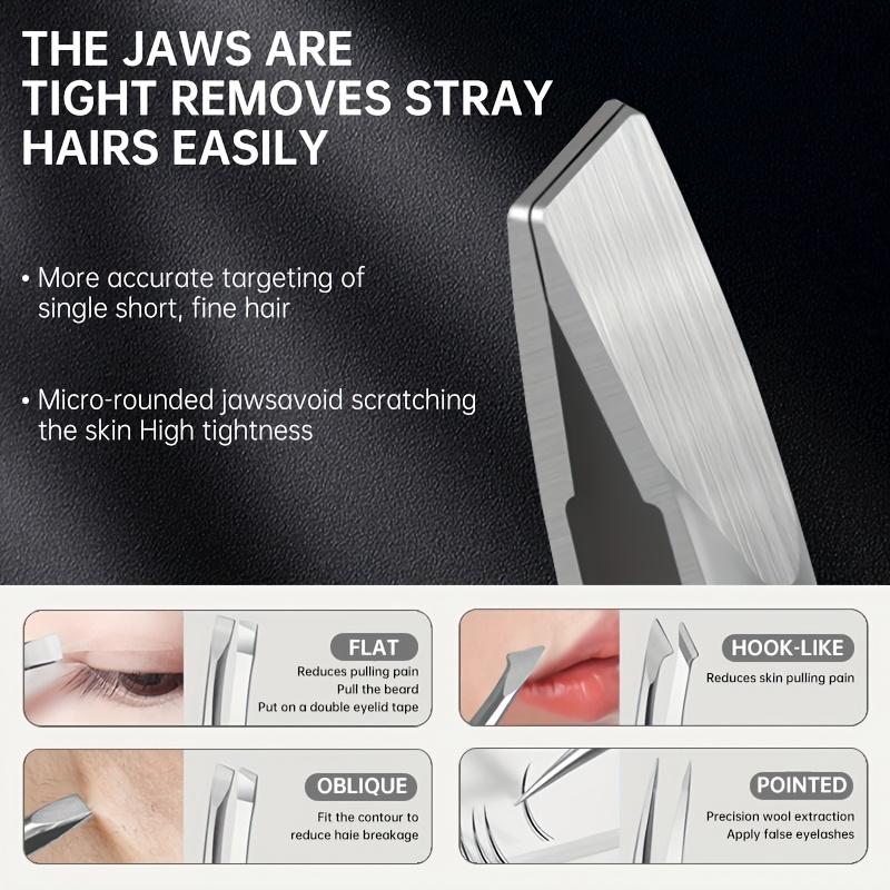 Precision Stainless Steel Tweezers for Eyebrow Hair Facial Hair Removal Splinter Blackhead Slant Beginners Beauty Tools