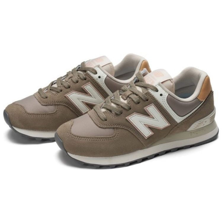 New Balance Nb 574 Retro Top Layer Cowhide Shock Absorbing Wear Resistant Low Top Casual Running Shoes Women Sneaker Khaki WL574SYL