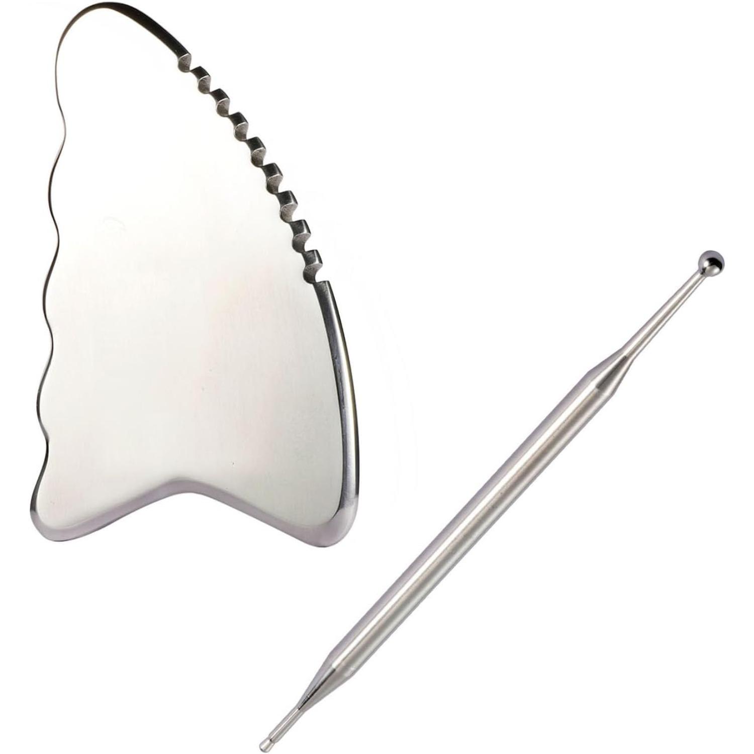 

Stainless Steel Gua Sha Massager Facial Tool with Acupuncture Pen for Body Lymphatic Drainage Reduce Puffiness Muscle Therapy