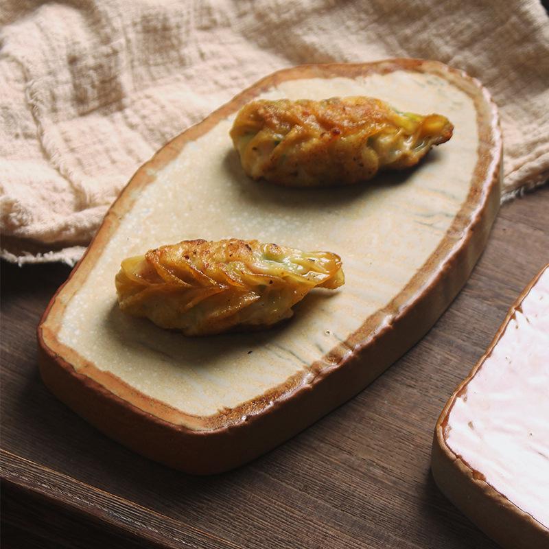 Japanese Minimalist Ceramic Plate for Sushi and Dumplings - Exquisite Underglaze Design