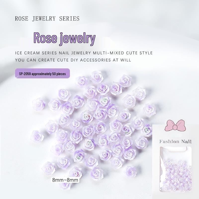 Gradient Camellia Resin Rhinestones Rose Nail Art Decorations, 3D Colorful Flatback Flowers (Approx. 50 Pieces)