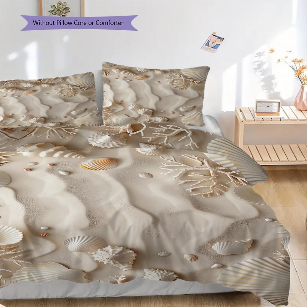 Strandmuster Bettwäsche Steppdecke Set Bettbezug Kissenbezug Heimdekoration Geburtstagsgeschenk (1 Bettbezug + 2 Kissenbezüge, ohne Füllung)