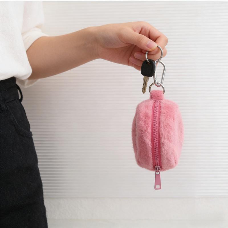 Mini Simple Compact Plush Girl Portable Headphones Storage Bag, Fashionable  Cute  and  Elegant Student Niche Small Change Pouch
