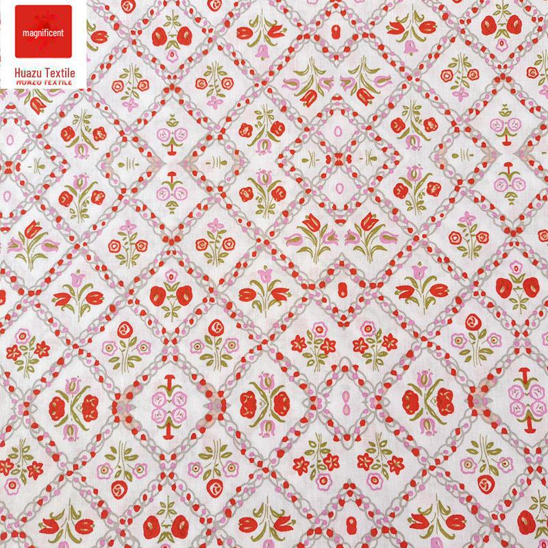 

Хлопковая ткань с клетчатым и цветочным принтом для женской и детской одежды, платьев, обуви и шляп - материал для самостоятельного изготовления