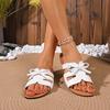 Flat Heel Slippers Spring and Summer New Fish Mouth Solid Color Bow Light Flat Bottom Roman Beach Sandal Women