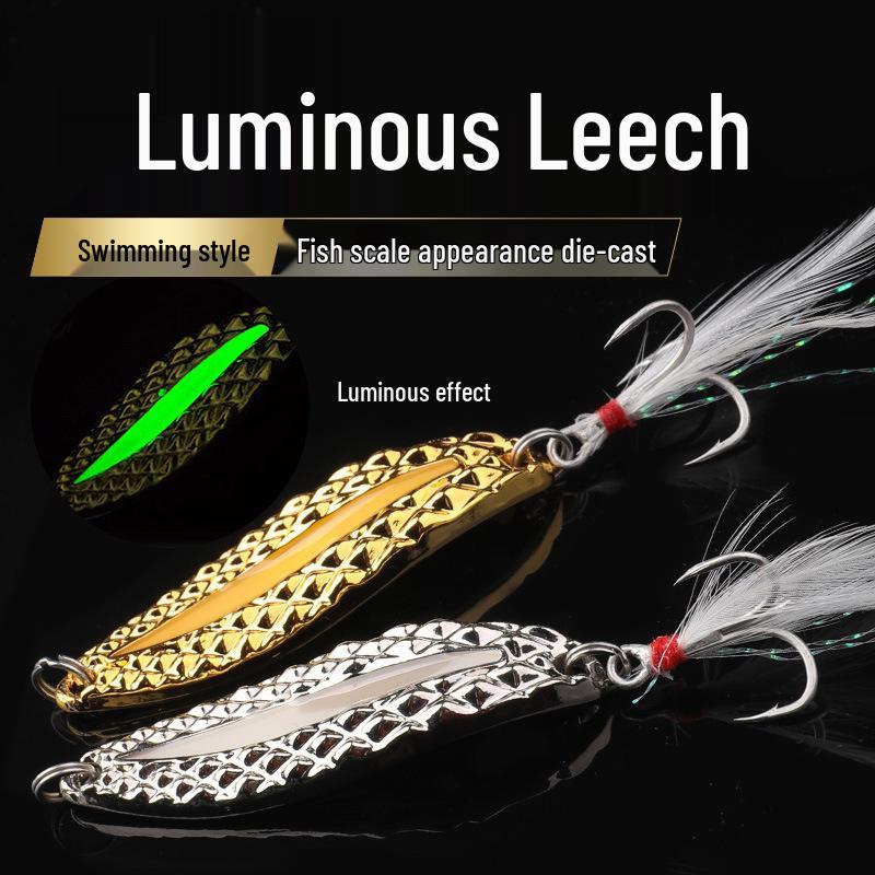 

Блестящая металлическая виброприманка: Тип ложки, Одинарный крючок, Бионический дизайн пиявки Silver