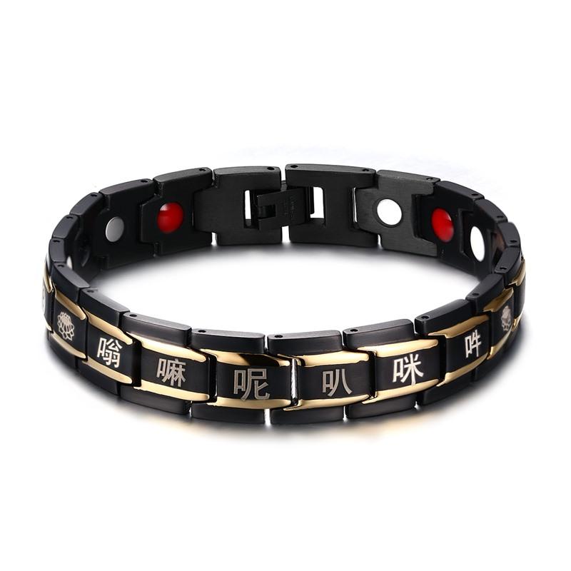 Vinterly Black Blue Bracelets Men Stainless Steel 12mm Wrist Band Magnetic Health Energy Magnet Benefits Jewelry Male Germanium