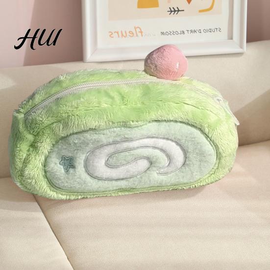 Vibrant Zipper Pencil Case Plush Large Capacity Stationery Bag Creative Pouch Storage Box Cute Makeup Gift for Friends Zippered Holder