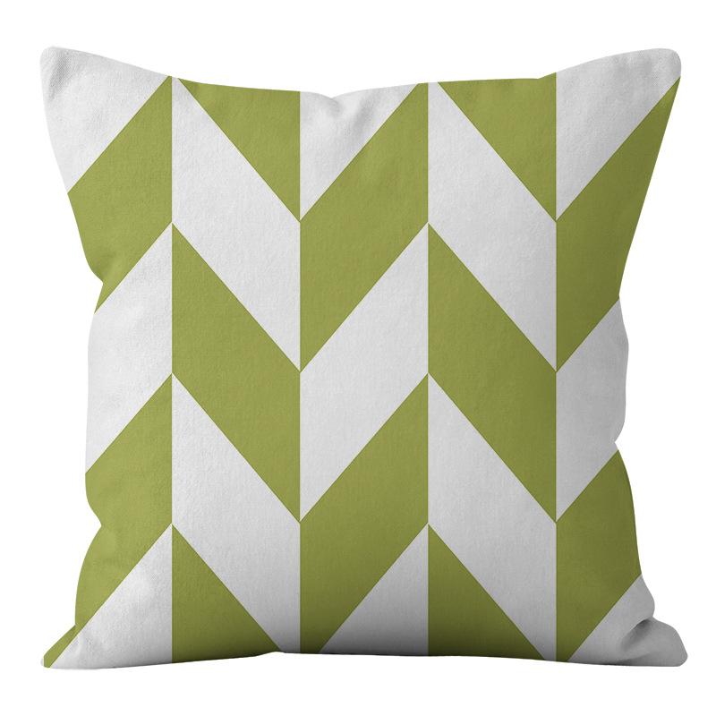 Small Clear Green Geometric Flower Print Pillowcase Short Velvet Cushion Living Room Sofa Pillowcase