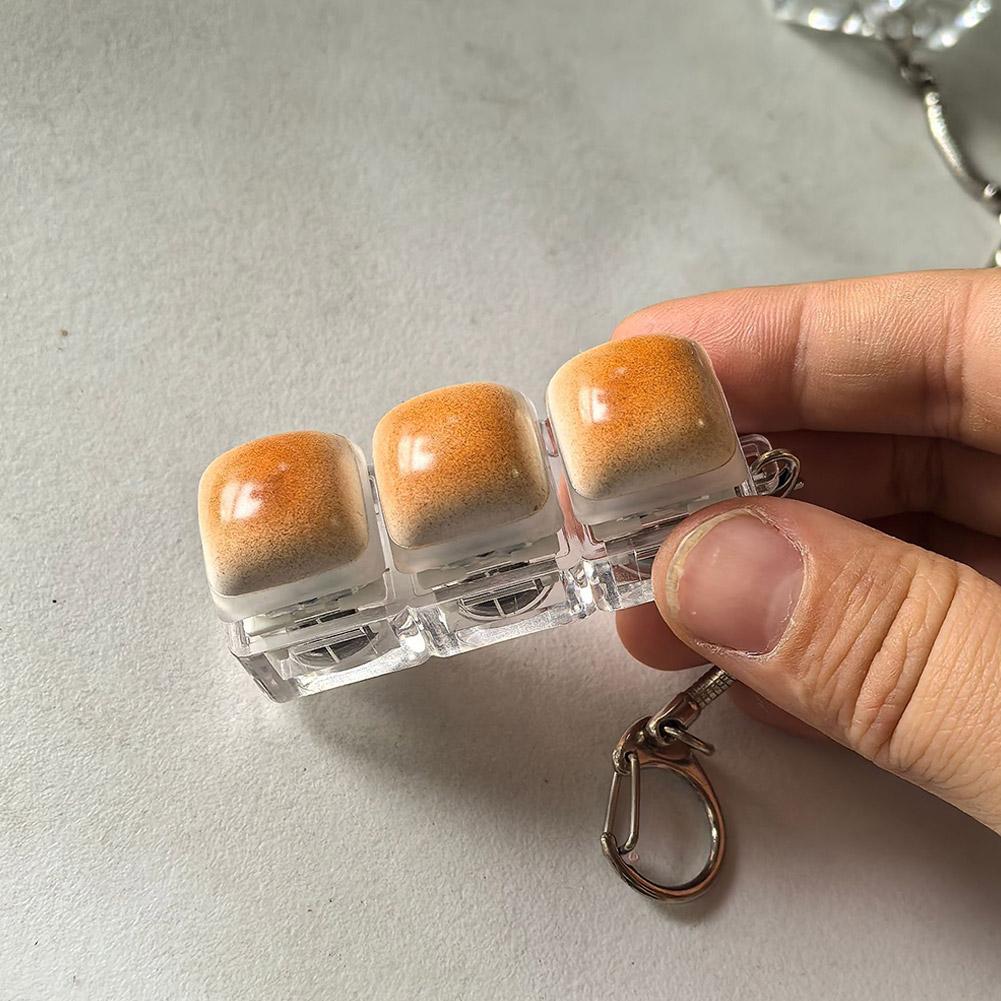 Bread Keycap Stress Relief Clicker Keychain Mini Mechanical Keyboard Button Keyring Pendant Decompress Fingertip Keyring