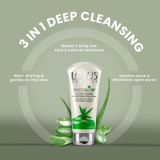 Lotus Herbals 3 In 1 Deep Cleansing Facial Foam 100g (Pack of 2)