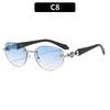 European and American frameless trimmed fashion polygon women's sunglasses personalized sunglasses street photography travel sunglasses
