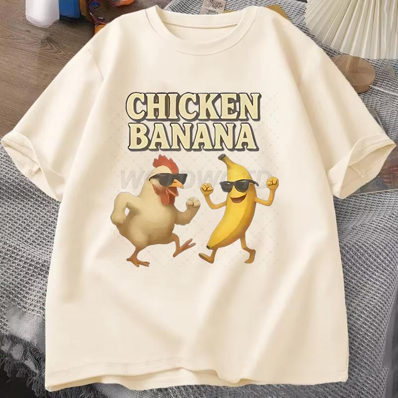 Unisexs Funny Chicken Banana Graphic T Shirts Fashion Casual Tops Unisex Funny Chicken Banana Design Unisexs Unisexs Tshirt Tops