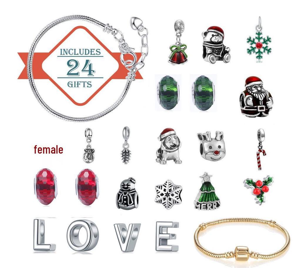 Calendario de Adviento Sorpresa de Papá Noel: Set de Pulsera y Collar DIY para Niños