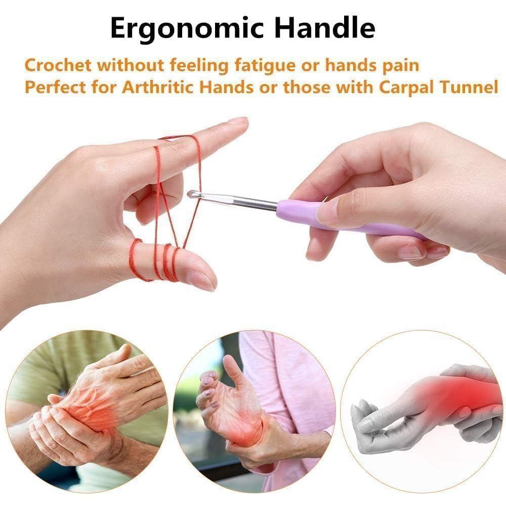 Soft Handles Crochet Kit 5/9/12Size Crochet Needle Kit Crochet Hooks Set  Beginners