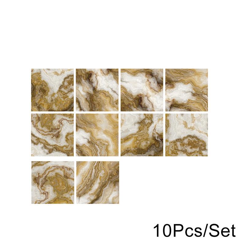 

10 шт./пакет самоклеящиеся наклейки на стену с мраморным узором для украшения дома, кристаллическая пленка, водонепроницаемая ПВХ-наклейка на стену для кухни, сделай сам 10*10cm