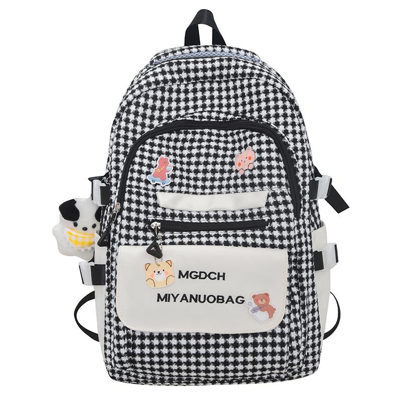 School Bag Girls College Students Plaid Backpack High School Students High Quality Fashion Junior High School Children's Backpack