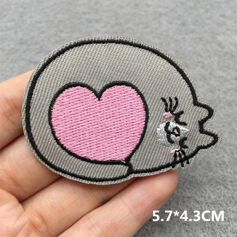 Team Cat Embroidery Patches Appliques For Clothing Diy Sewing Iron On Patches Punk Cartoon Stripes Decoration Accessories