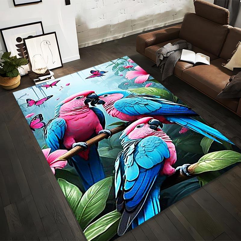 

Colorful Tropical Parrots and Butterflies Nature Print Carpet Rug Suitable for use as an anti-slip for living room bedroom sofas 40x60cm( 15x23in )