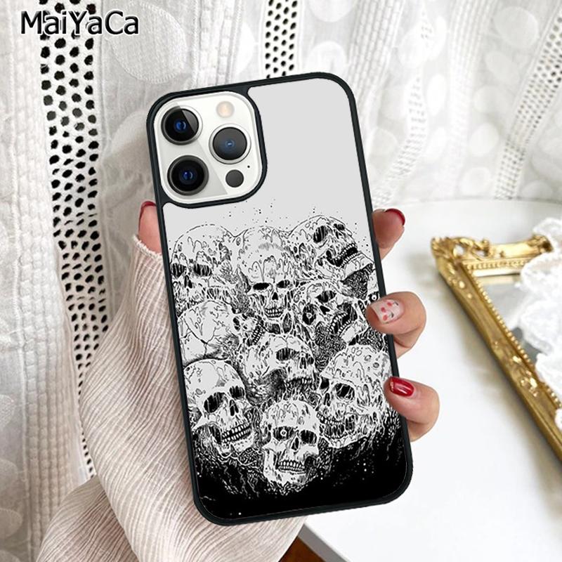 Gothic Fashion Skull Phone Case Cover For iPhone 17 Air 16 16e 15 plus 11 12 13 14 pro max shell coque