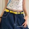 [ZYAS] Ceinture Jaune Citron Dopamine d'Été pour Femme Tendance Ceinture Simple Sous-culture Ceinture Y2K Ceinture Sans Trou
