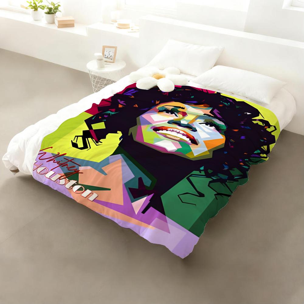 Whitney Houston Throw Flannel Throw Blanket: Soft Kid-Friendly Warm Anti-Static All Season Washable Couch Bed Home